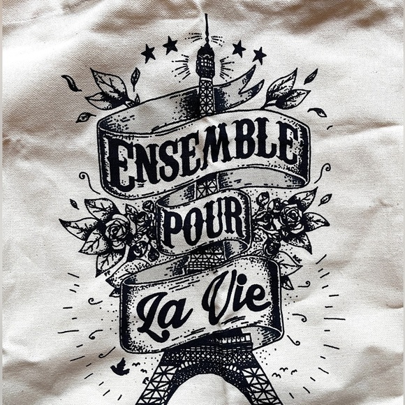 Paris NWT tote bag canvas new shopping “Ensemble pour La Vie” Eifel tower - Picture 6 of 11